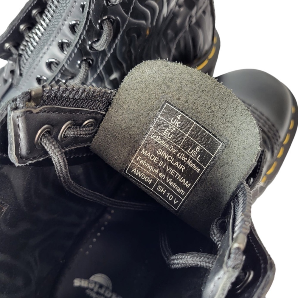 Dr. Martens Sinclair Platform Zebra Embossed Zip Up Lace Closure in Black - Picture 13 of 16